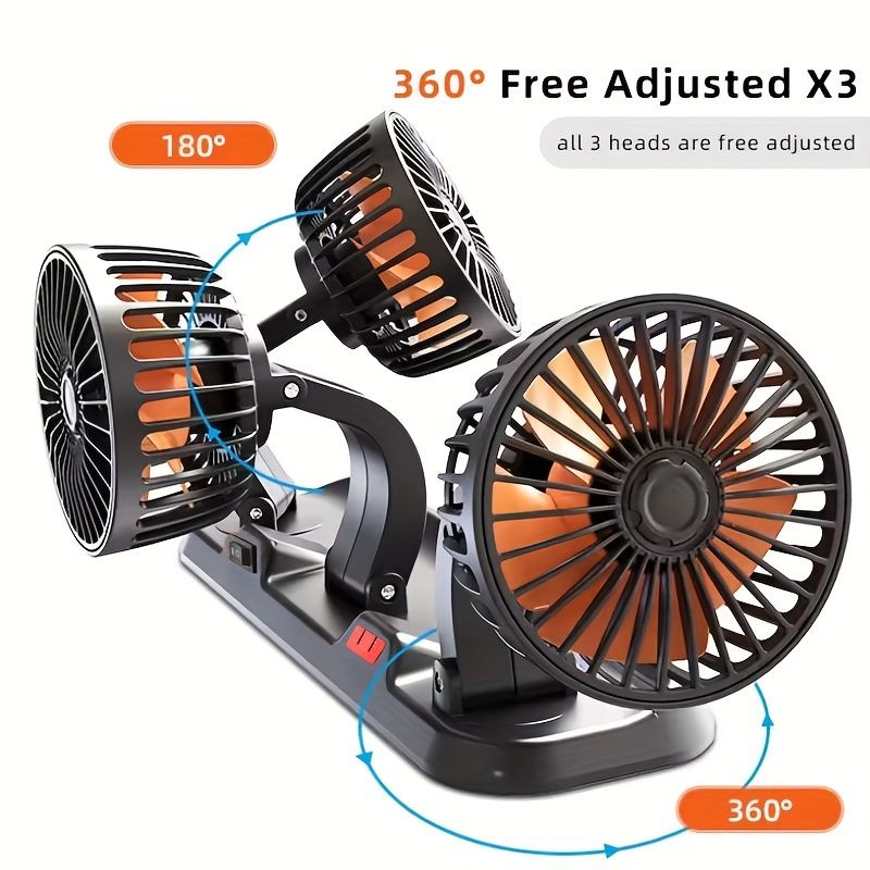 3-head car circulating fan — view 5
