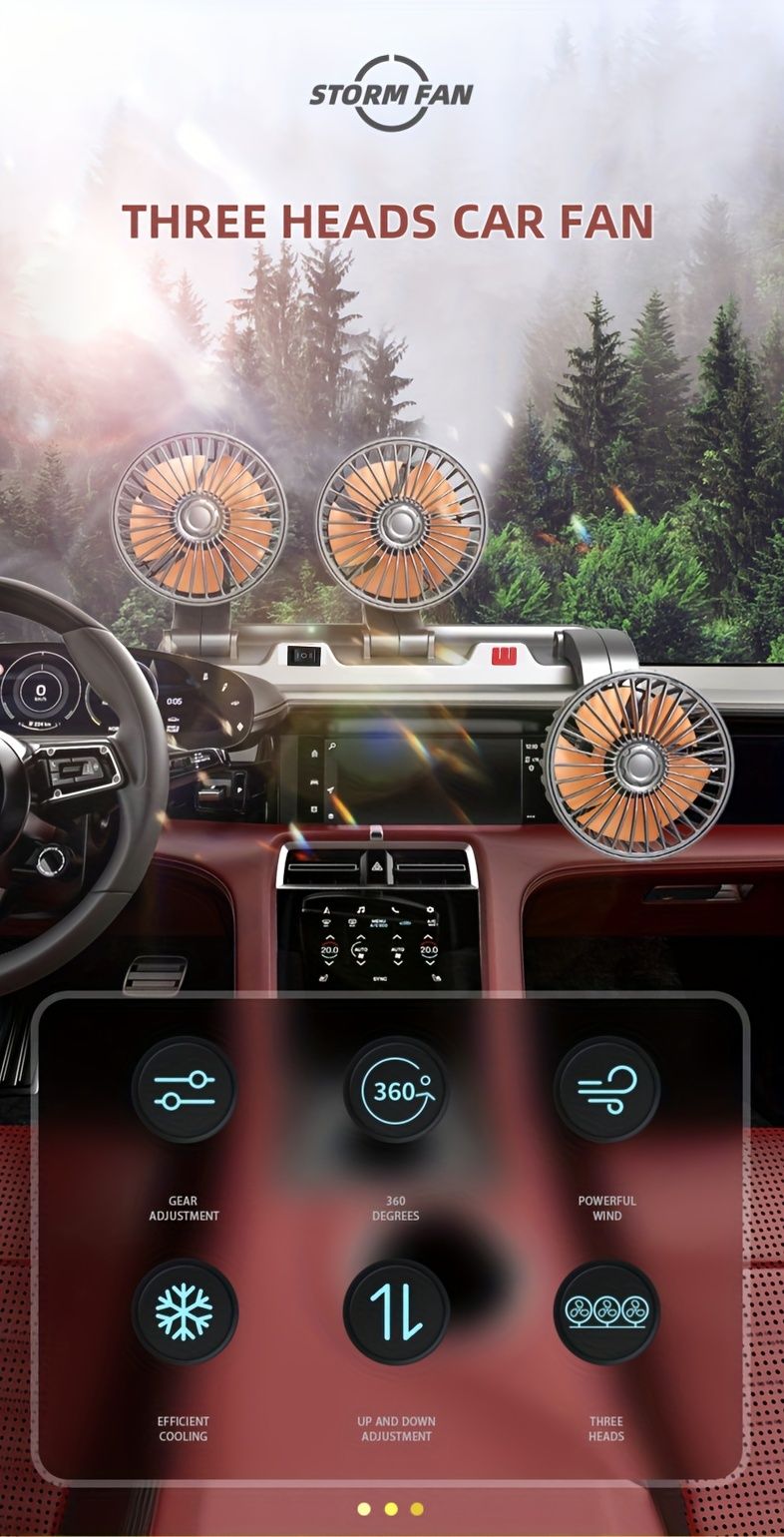 3-head car circulating fan — view 12