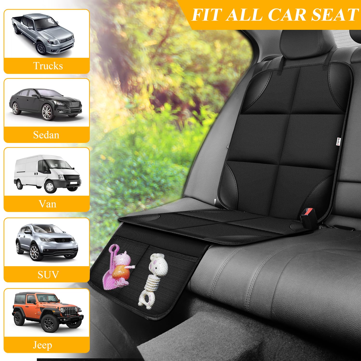 Child car seat protector, black — view 6