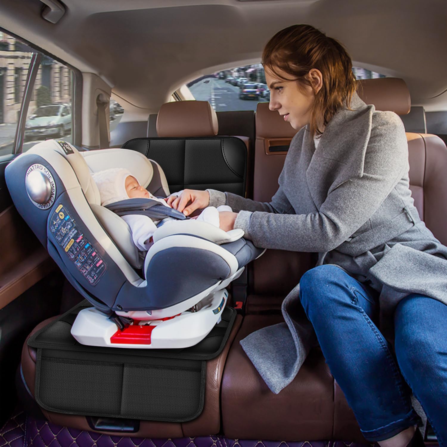 Child car seat protector, black — view 8