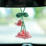 Lily flower knitted car mirror charm — view 8