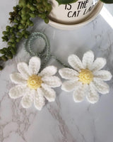 Crochet daisy rearview mirror charm — view 3