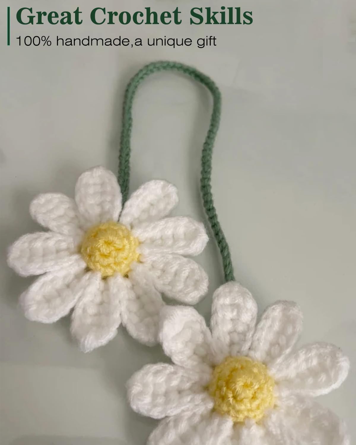 Crochet daisy rearview mirror charm — view 6