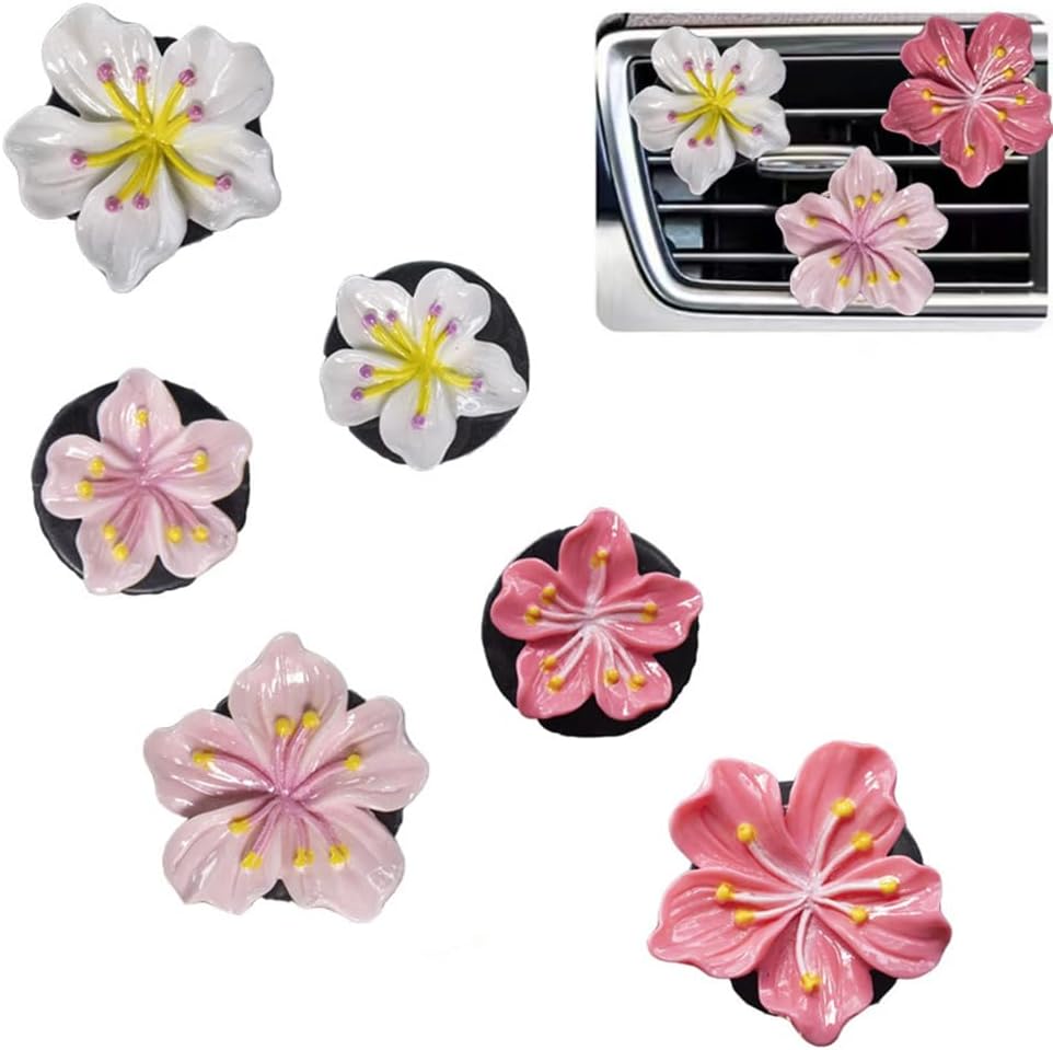 Cute pink flower car vent clips 6 pcs — view 2