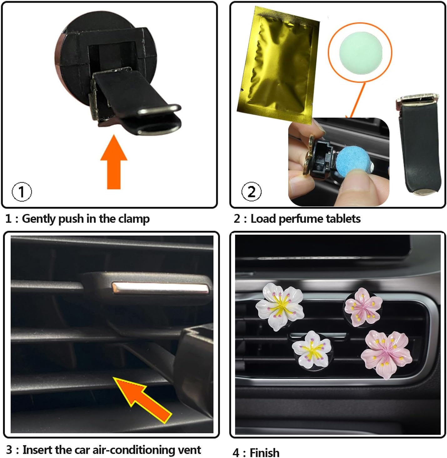 Cute pink flower car vent clips 6 pcs — view 6