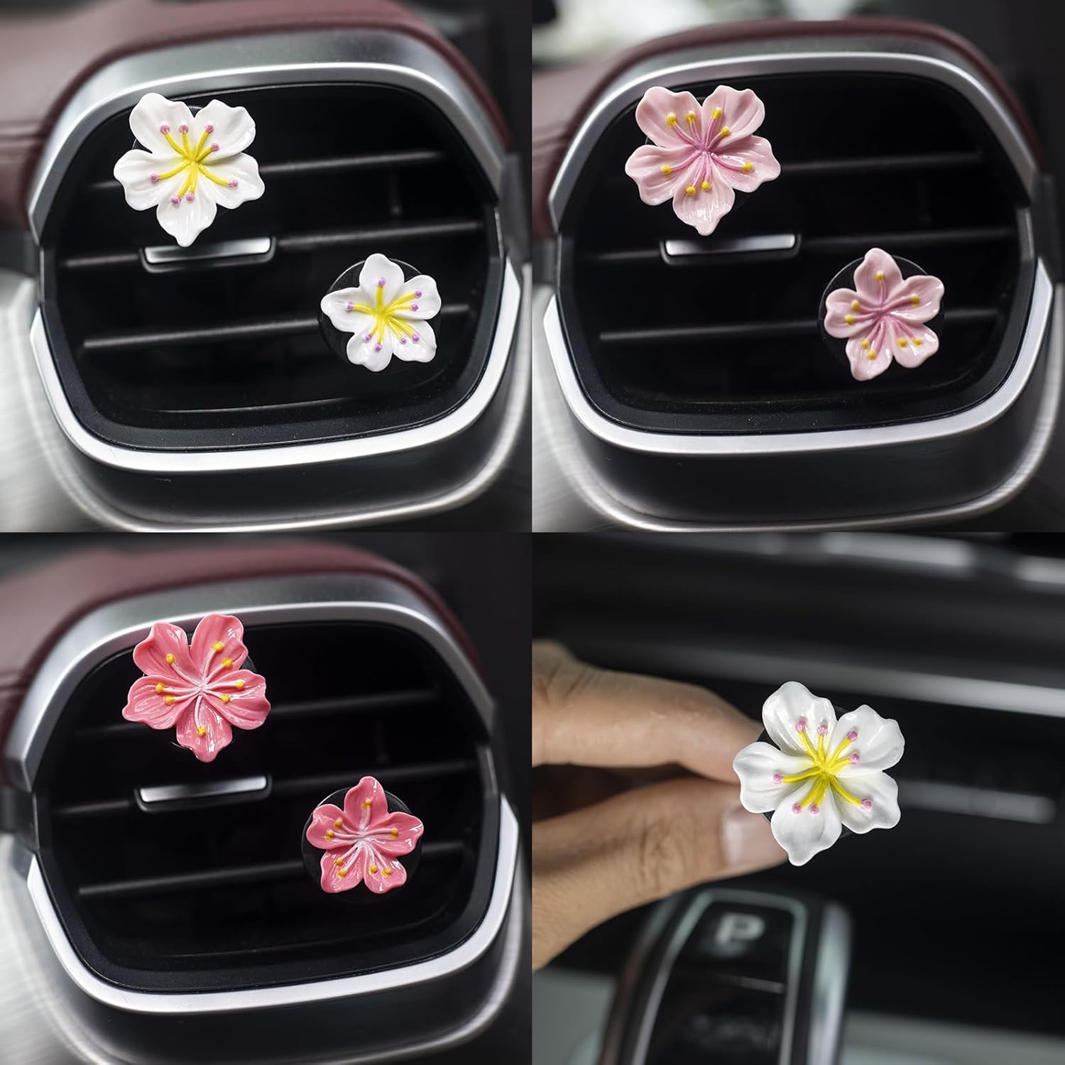 Cute pink flower car vent clips 6 pcs — view 8