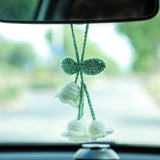 Lily flower knitted car mirror charm — view 4