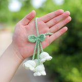 Lily flower knitted car mirror charm — view 6