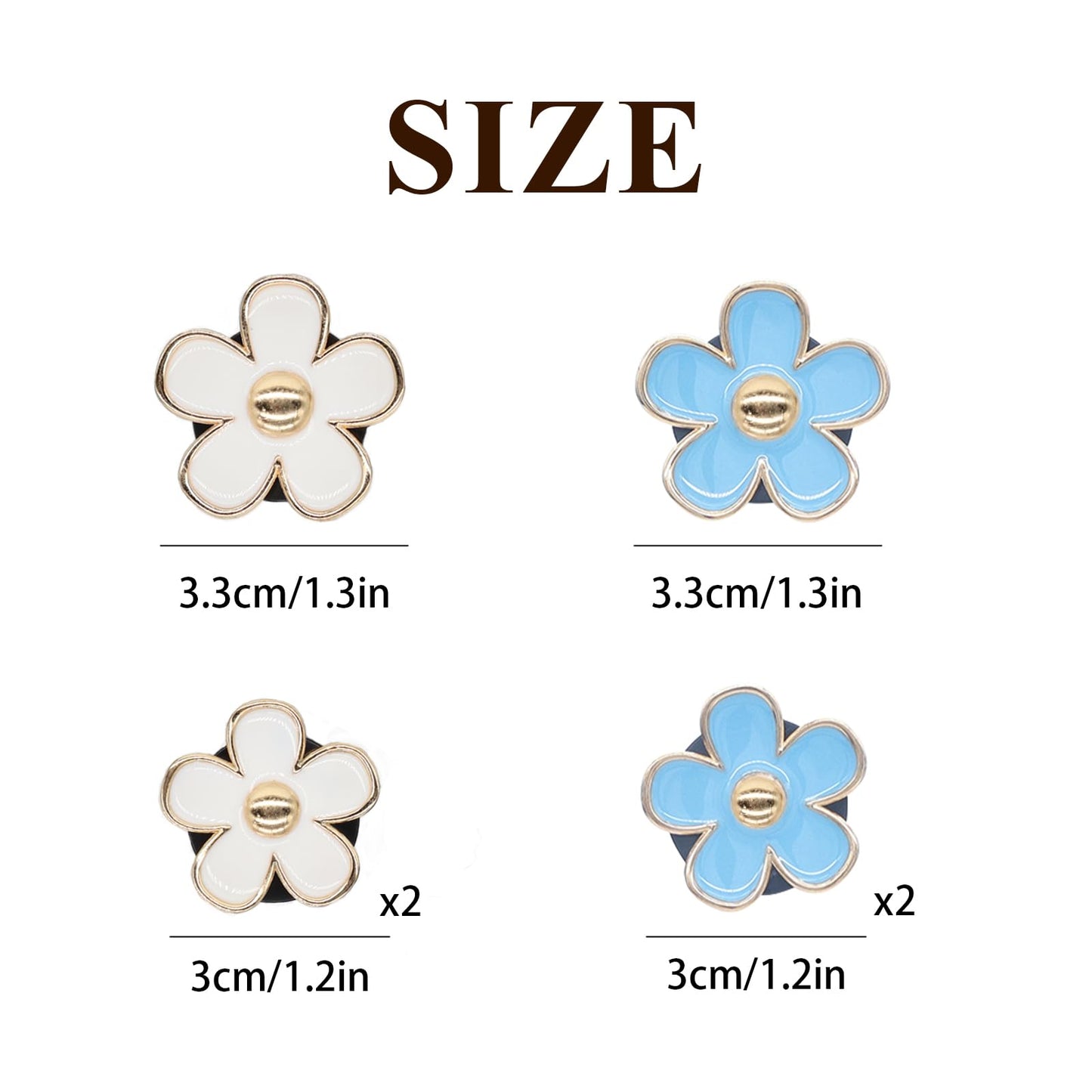 6 piece blue white daisy car vent clips — view 4