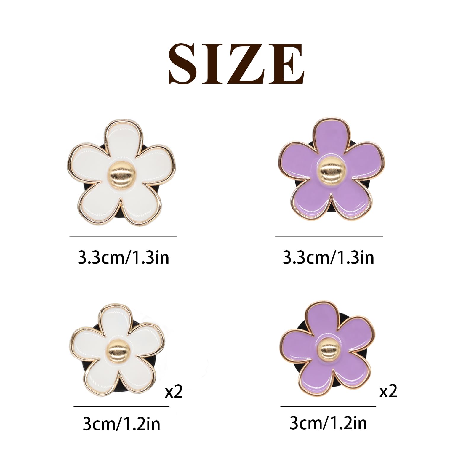 6 piece purple white daisy car vent clips — view 4