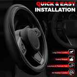 Microfibre leather car steering wheel cover, black — view 5