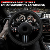 Microfibre leather car steering wheel cover, black — view 8