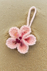 Hibiscus crochet car mirror charm — view 5