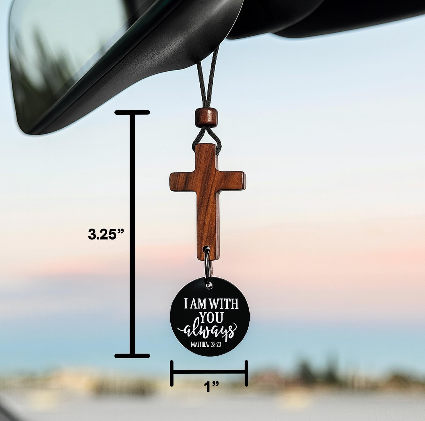 Bible verse rearview mirror cross ornament — view 3