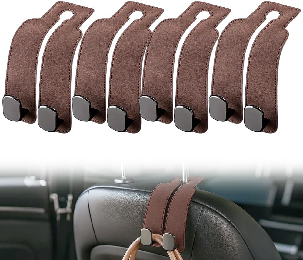 Leather car headrest double hook — view 9