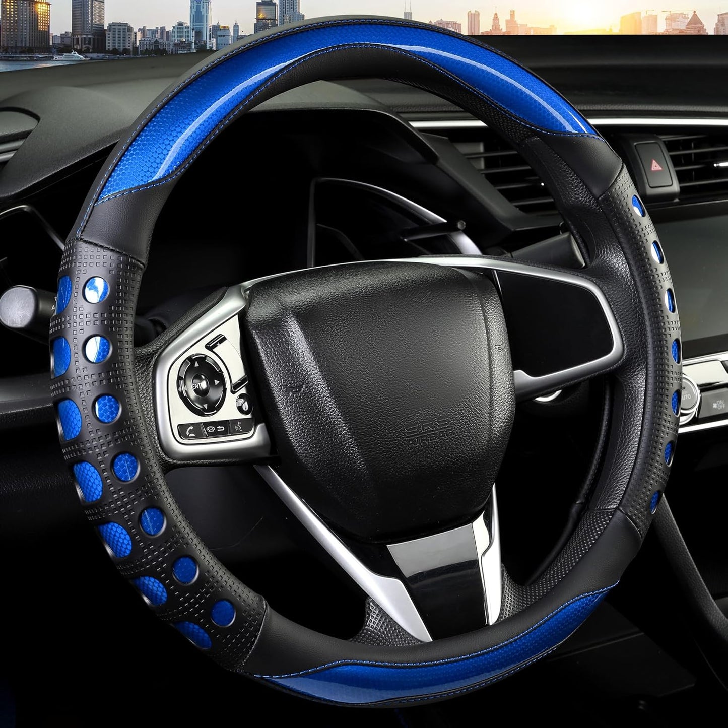PU leather car steering wheel cover — view 9
