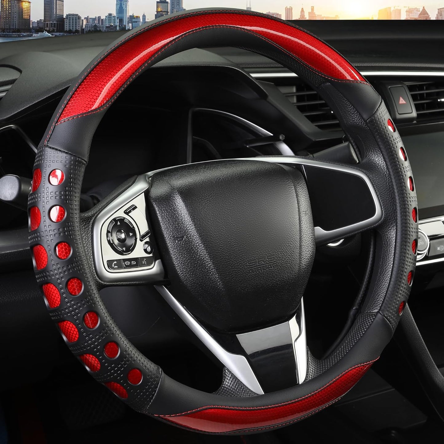 PU leather car steering wheel cover — view 8