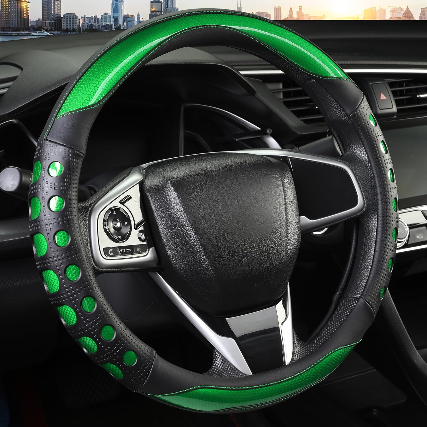 PU leather car steering wheel cover — view 10