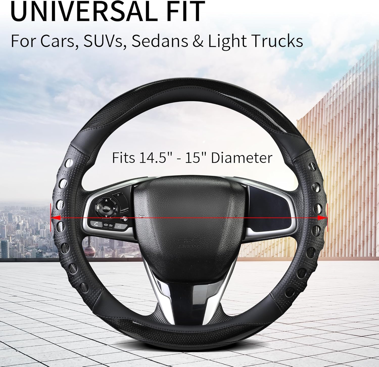 PU leather car steering wheel cover — view 4
