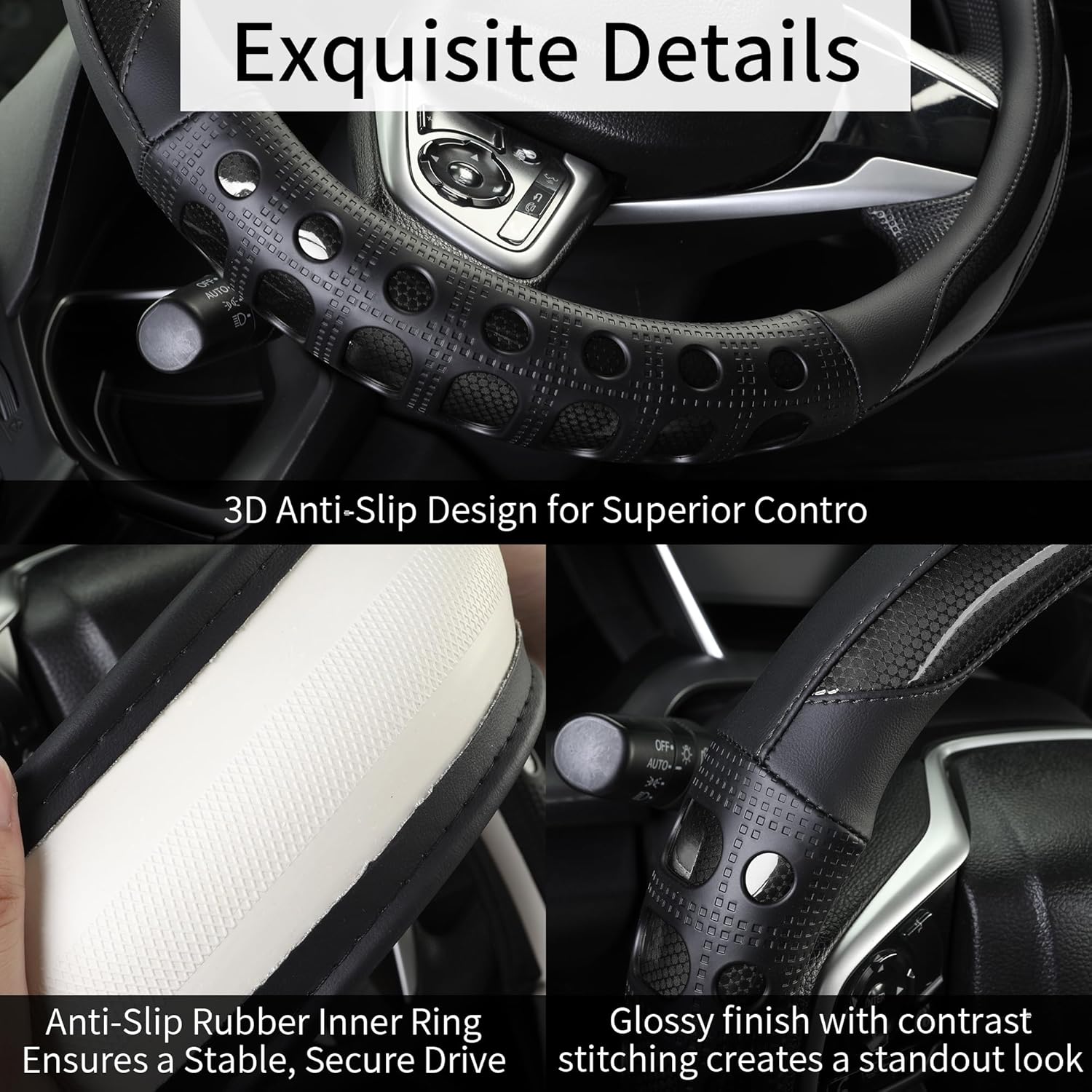 PU leather car steering wheel cover — view 5