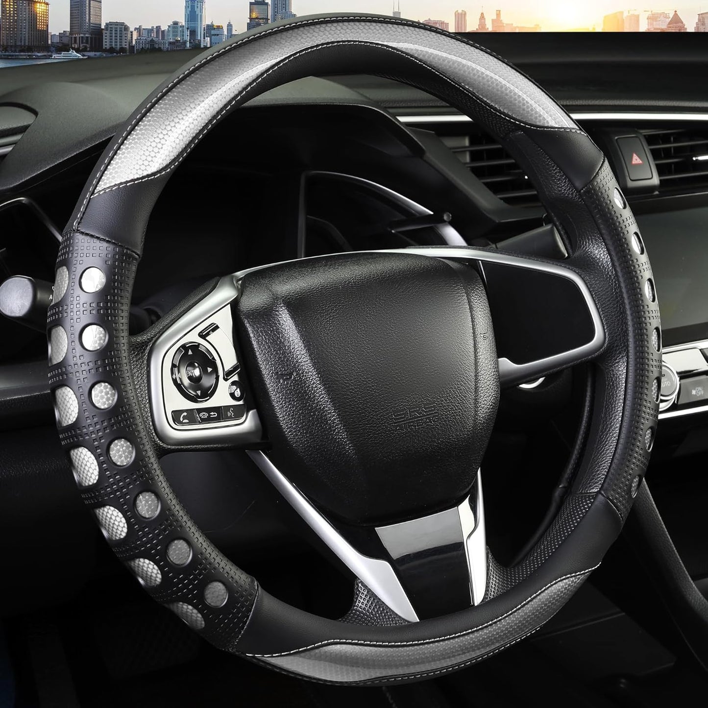 PU leather car steering wheel cover — view 7