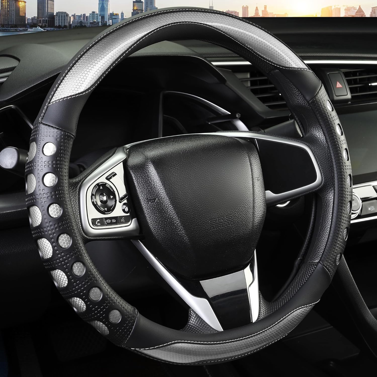 PU leather car steering wheel cover — view 7