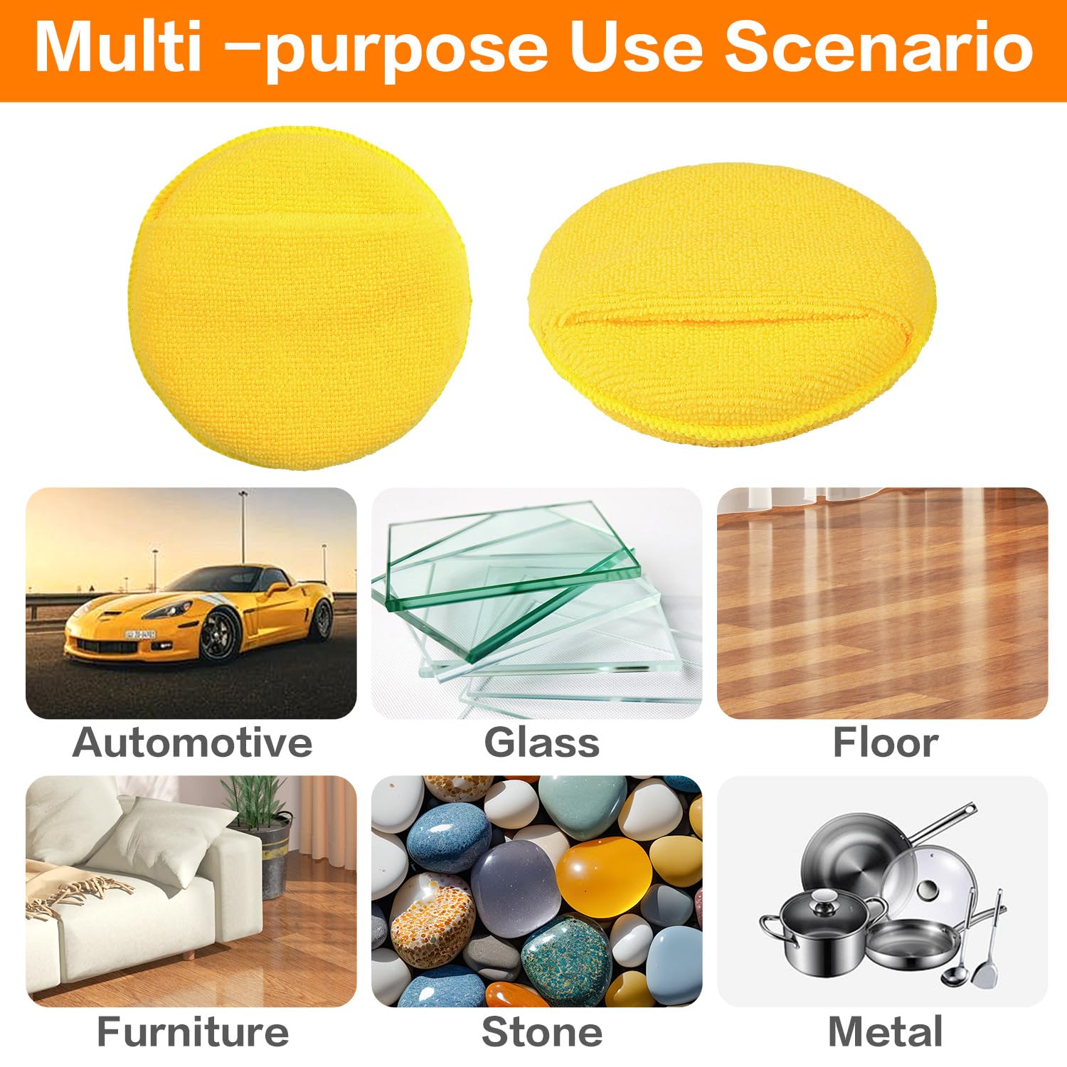 Microfibre wax applicator pads, 6 pack yellow — view 3