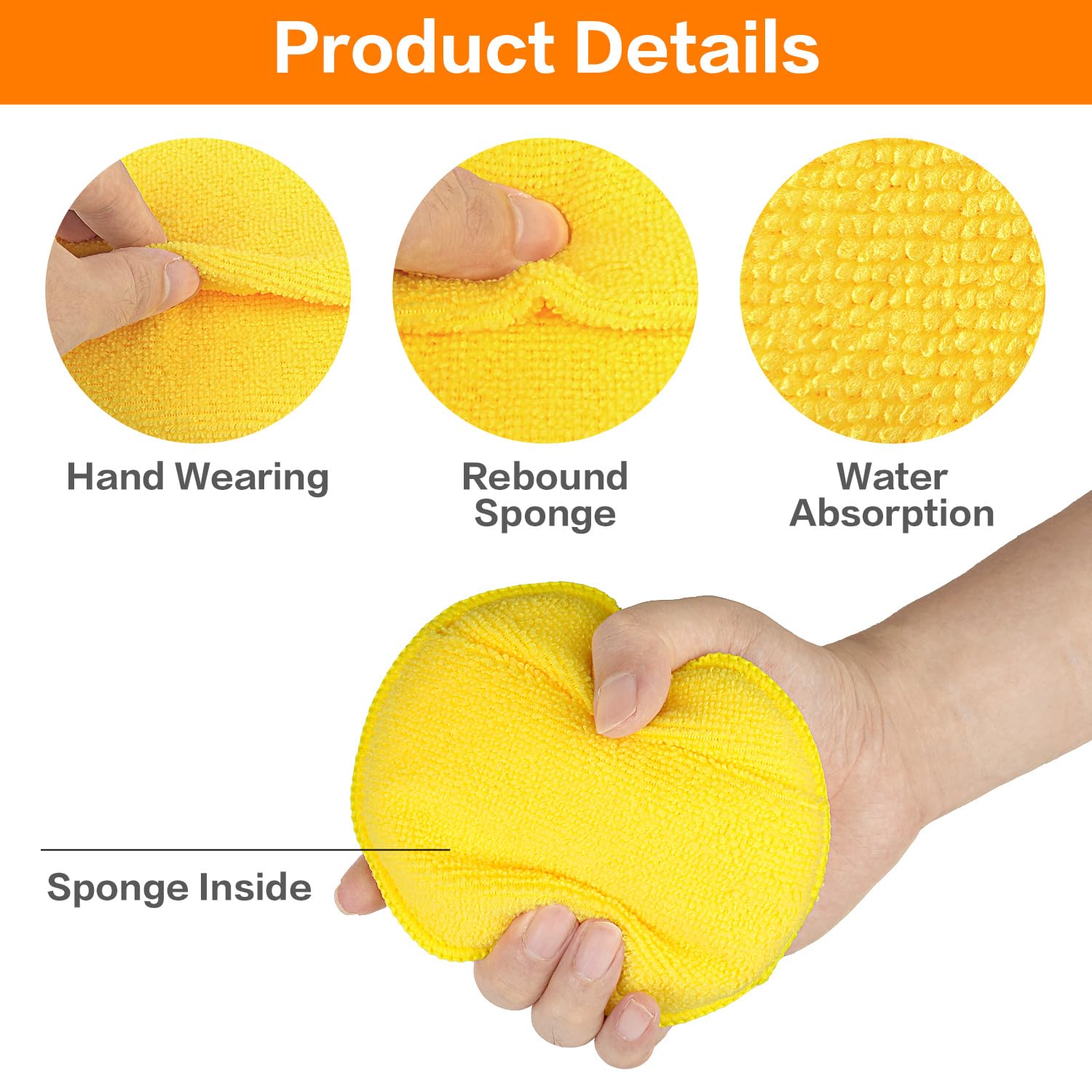 Microfibre wax applicator pads, 6 pack yellow — view 6