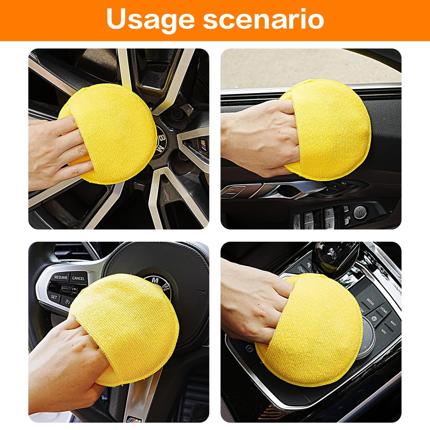 Microfibre wax applicator pads, 6 pack yellow — view 7