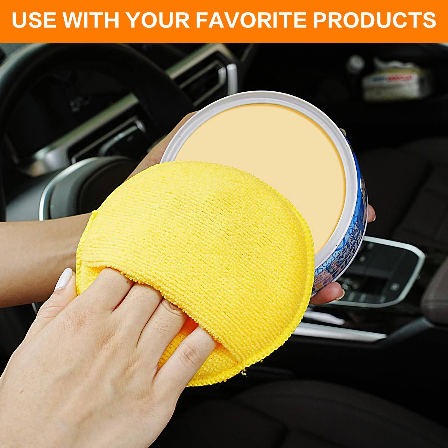 Microfibre wax applicator pads, 6 pack yellow — view 8