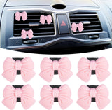 6 piece pink bow car vent clips — view 2