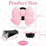 6 piece pink bow car vent clips — view 3