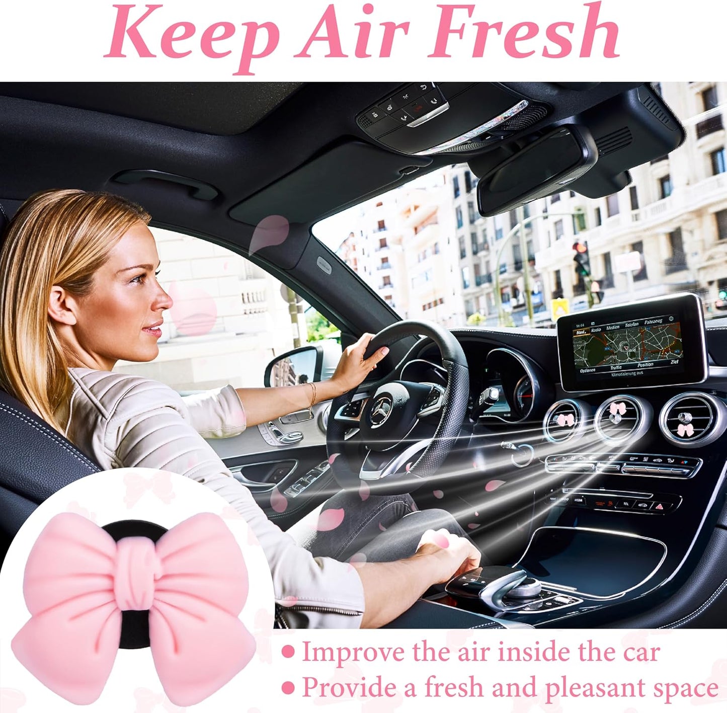 6 piece pink bow car vent clips — view 7