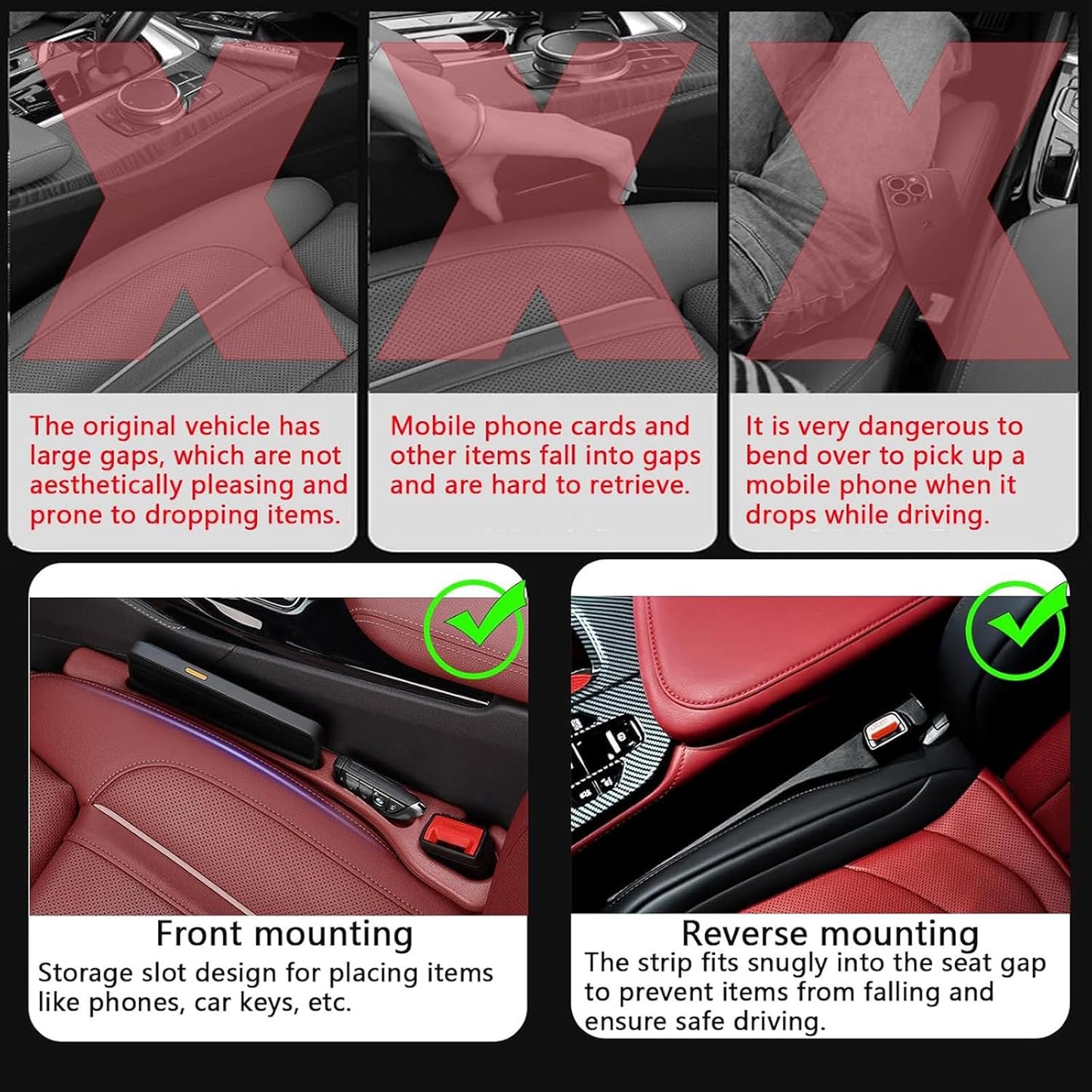 Car seat crevice filler organiser 2 pcs — view 5