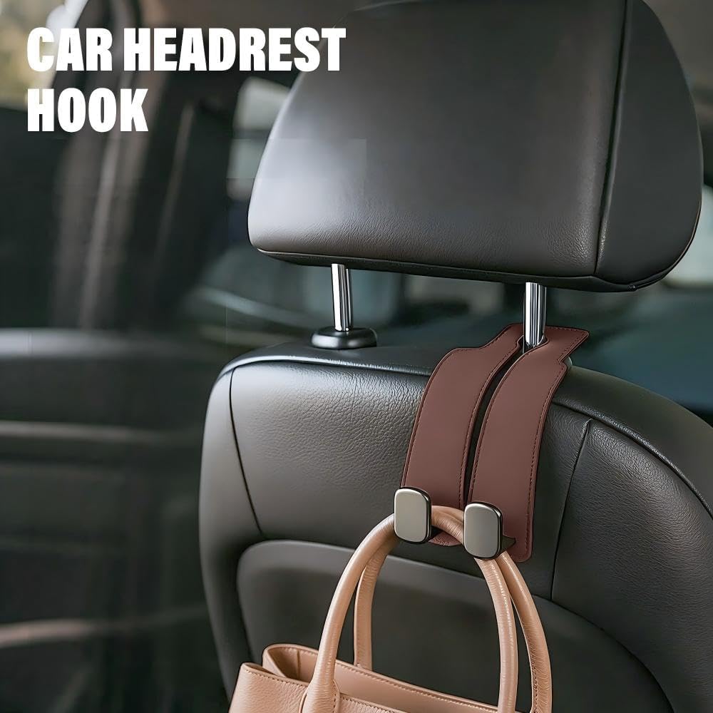 Leather car headrest double hook — view 6