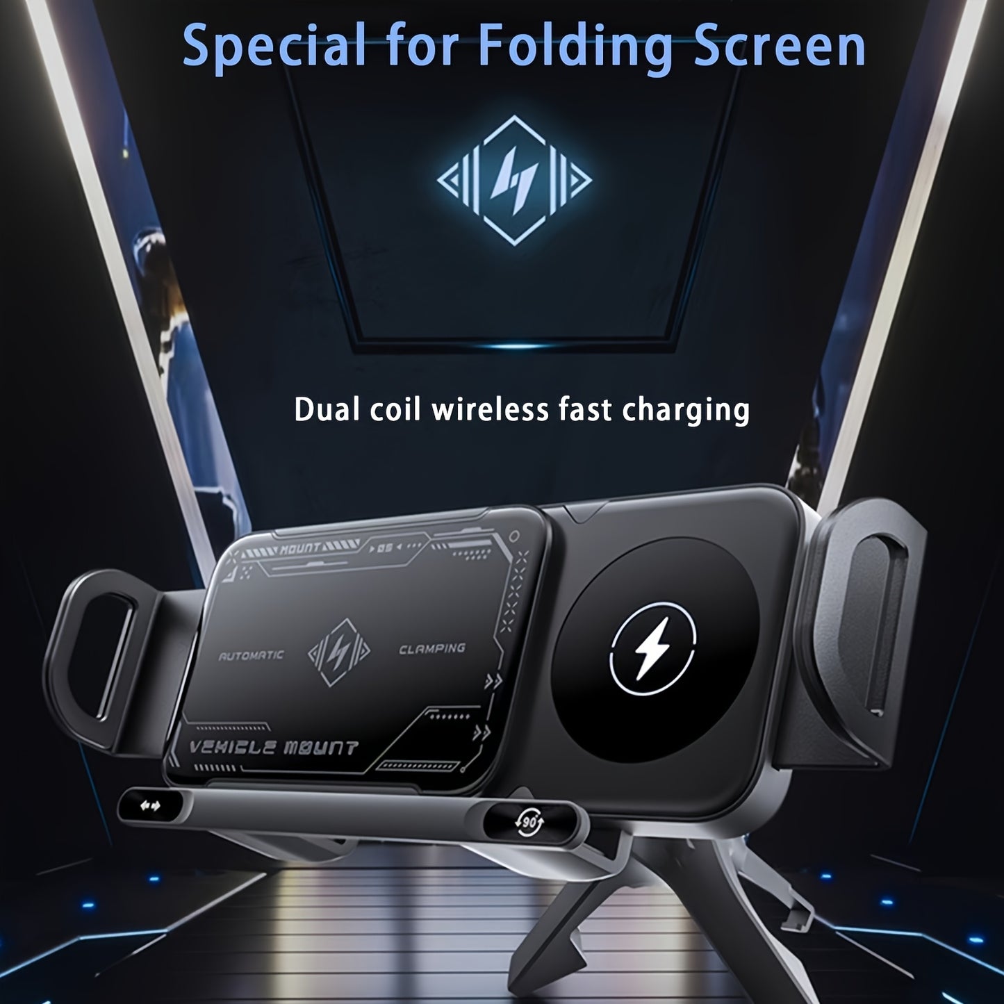 Smart dual-mode rotating stand wireless charging — view 3