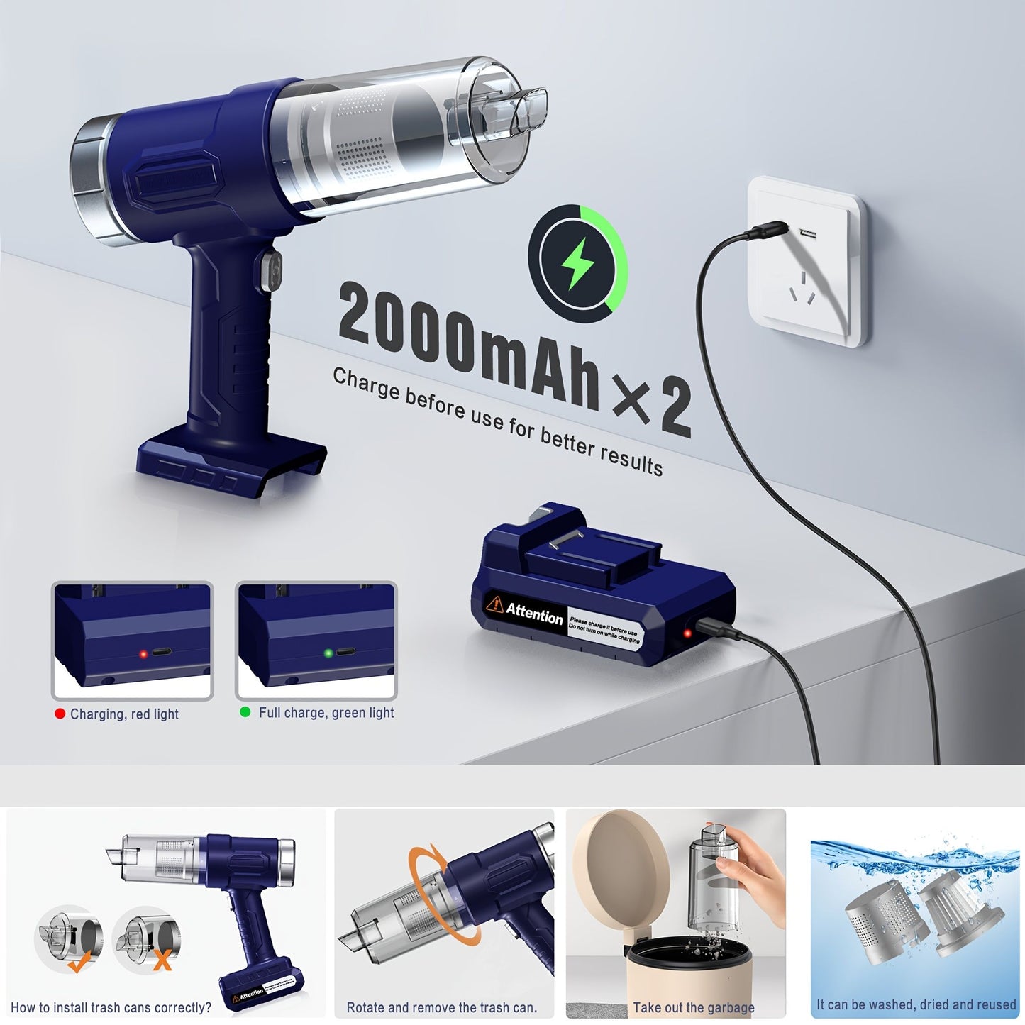 Wireless handheld car vacuum 10000Pa — view 5