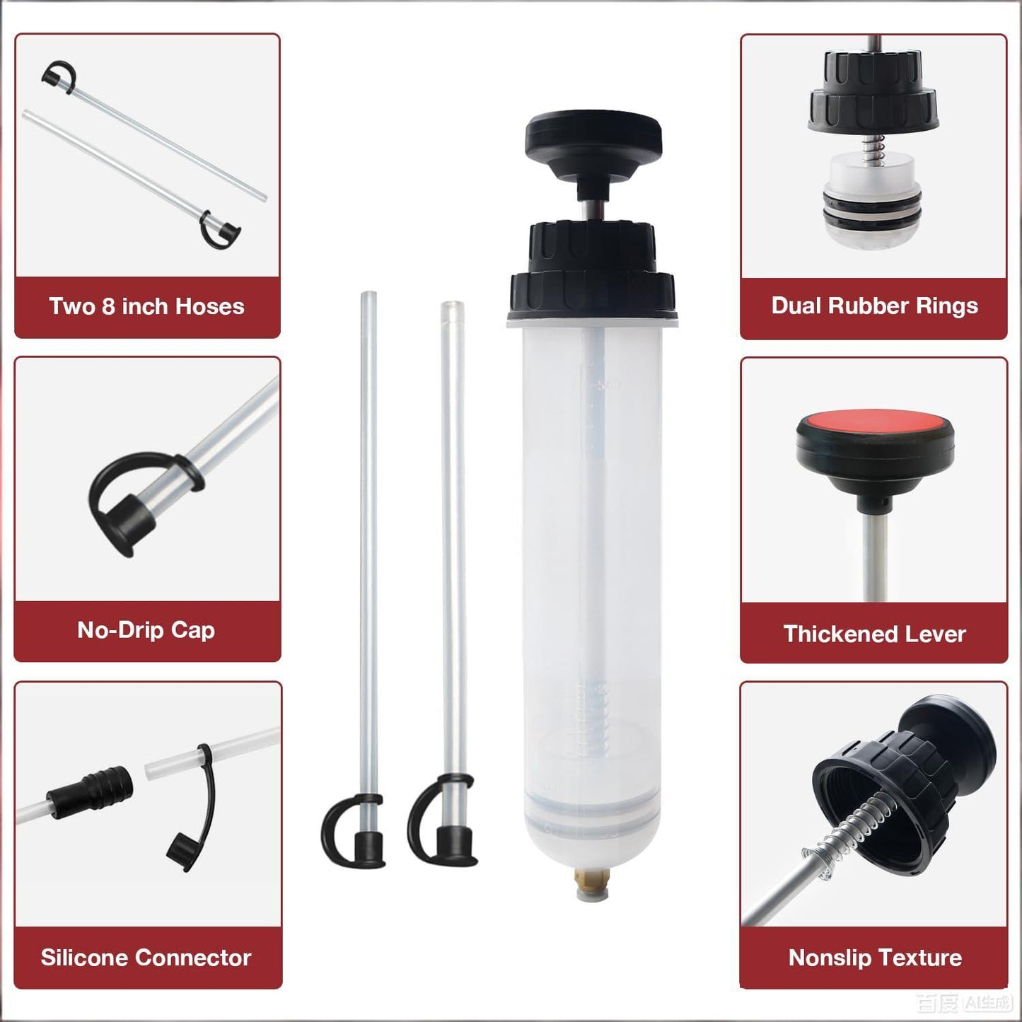 500cc manual fluid extractor pump black — view 4