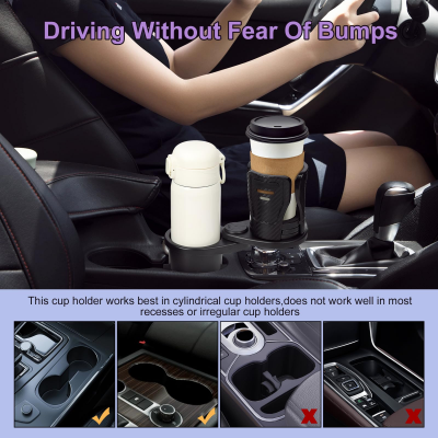 Dual cup holder expander 360 rotating tray black — view 7