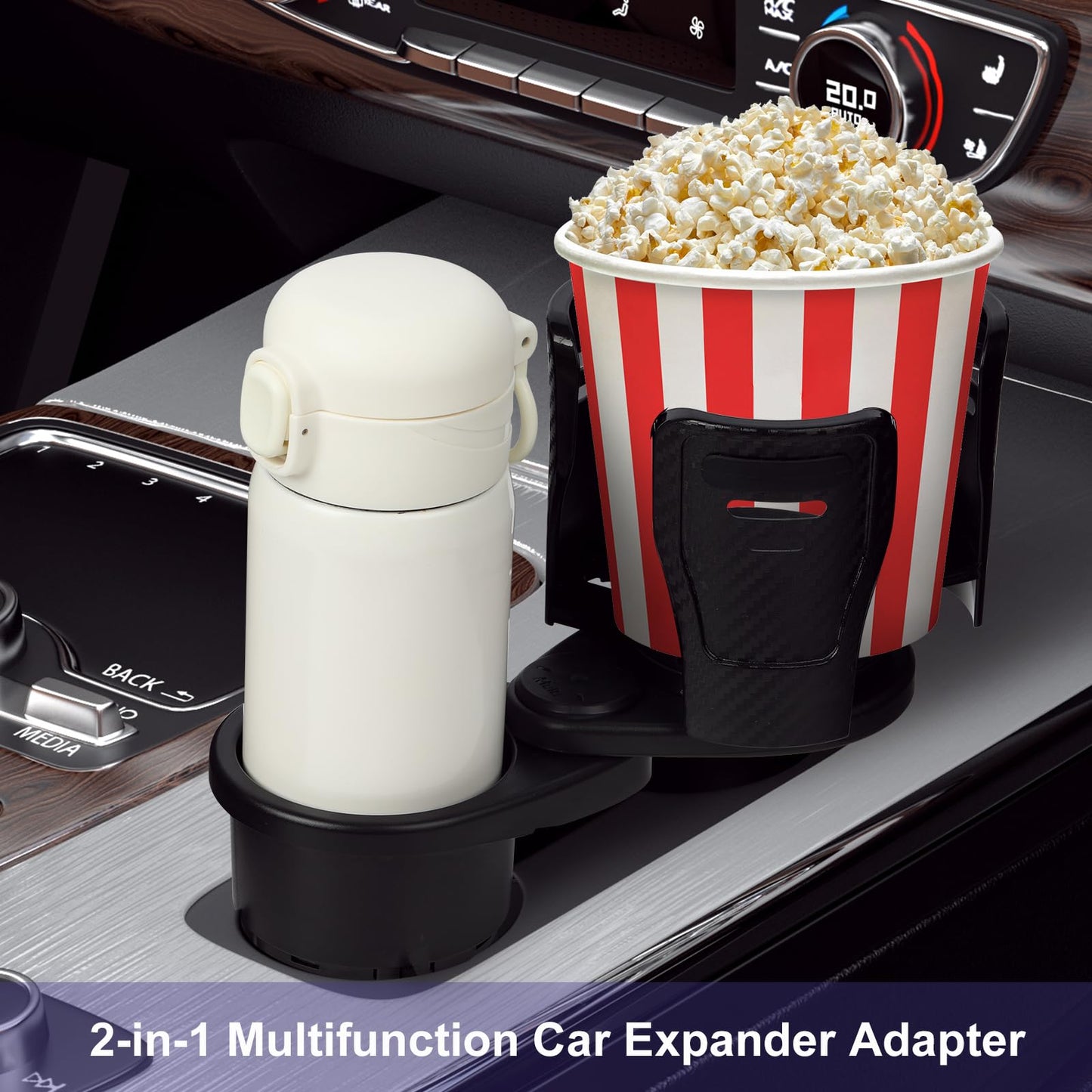 Dual cup holder expander 360 rotating tray black — view 8