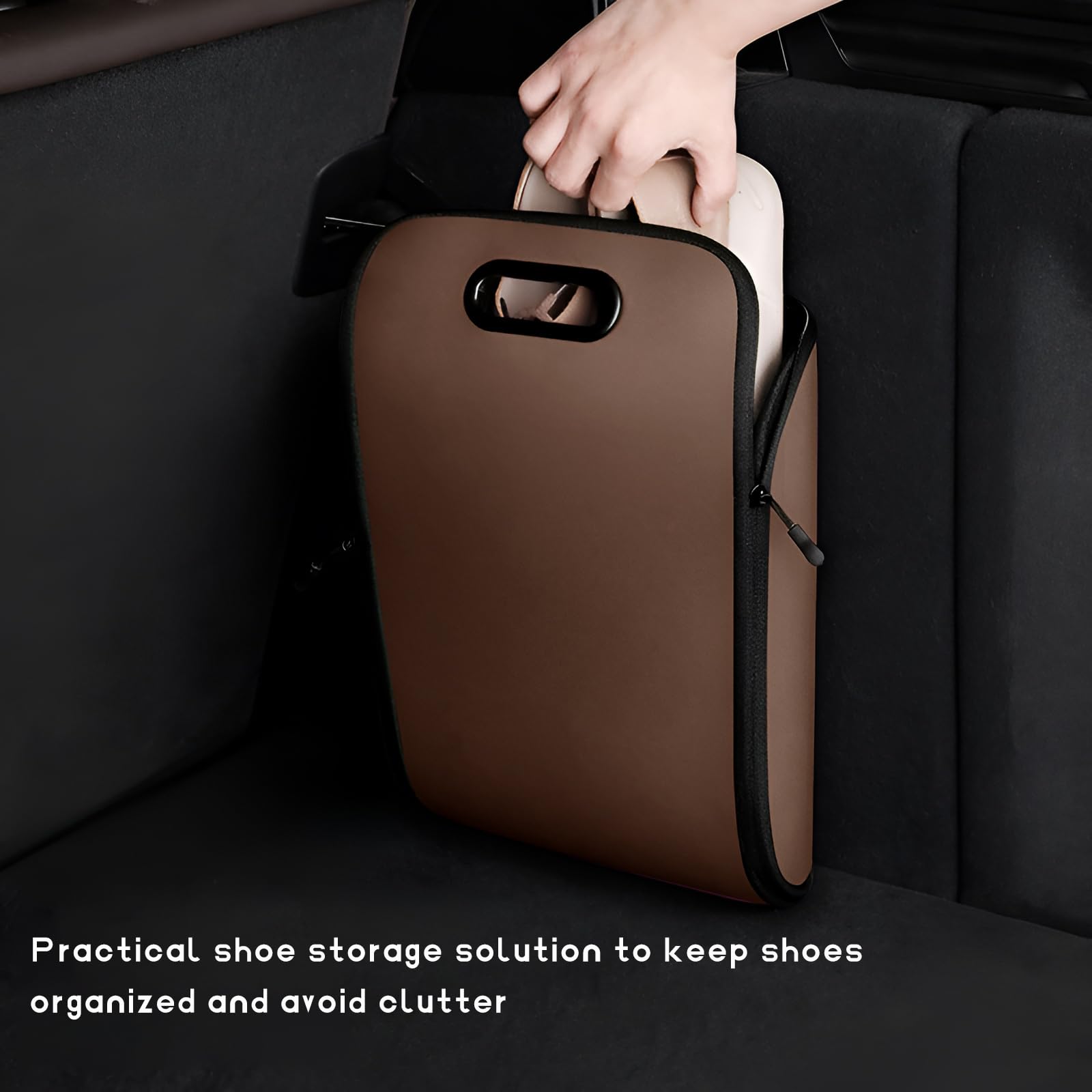 Portable leather-look car shoe storage box — view 5