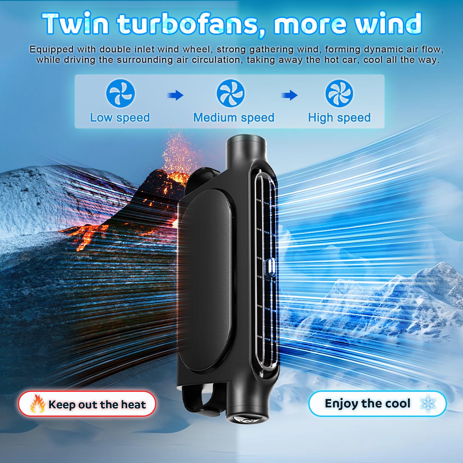 Black USB car seat cooling fan 3-speed — view 4