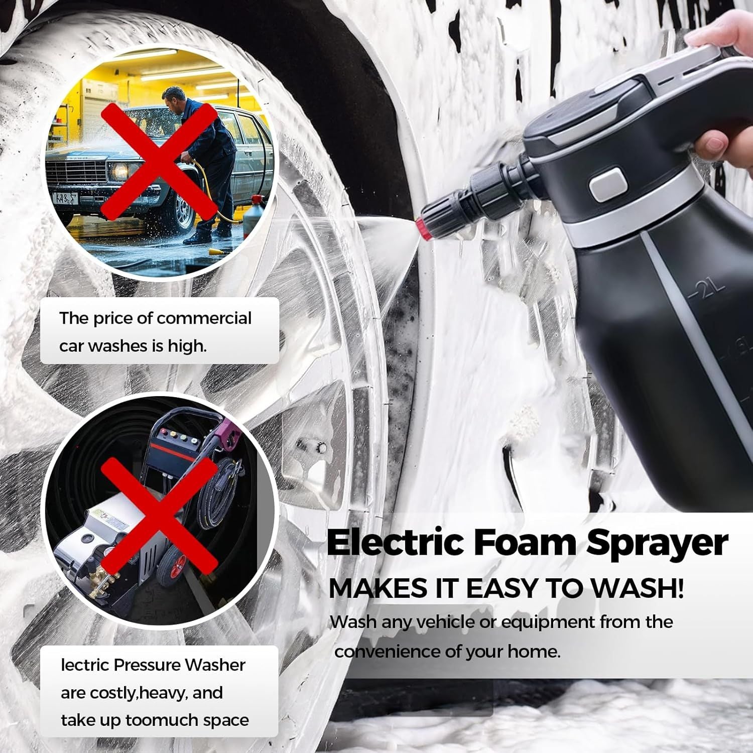 Rechargeable electric foam sprayer black — view 5