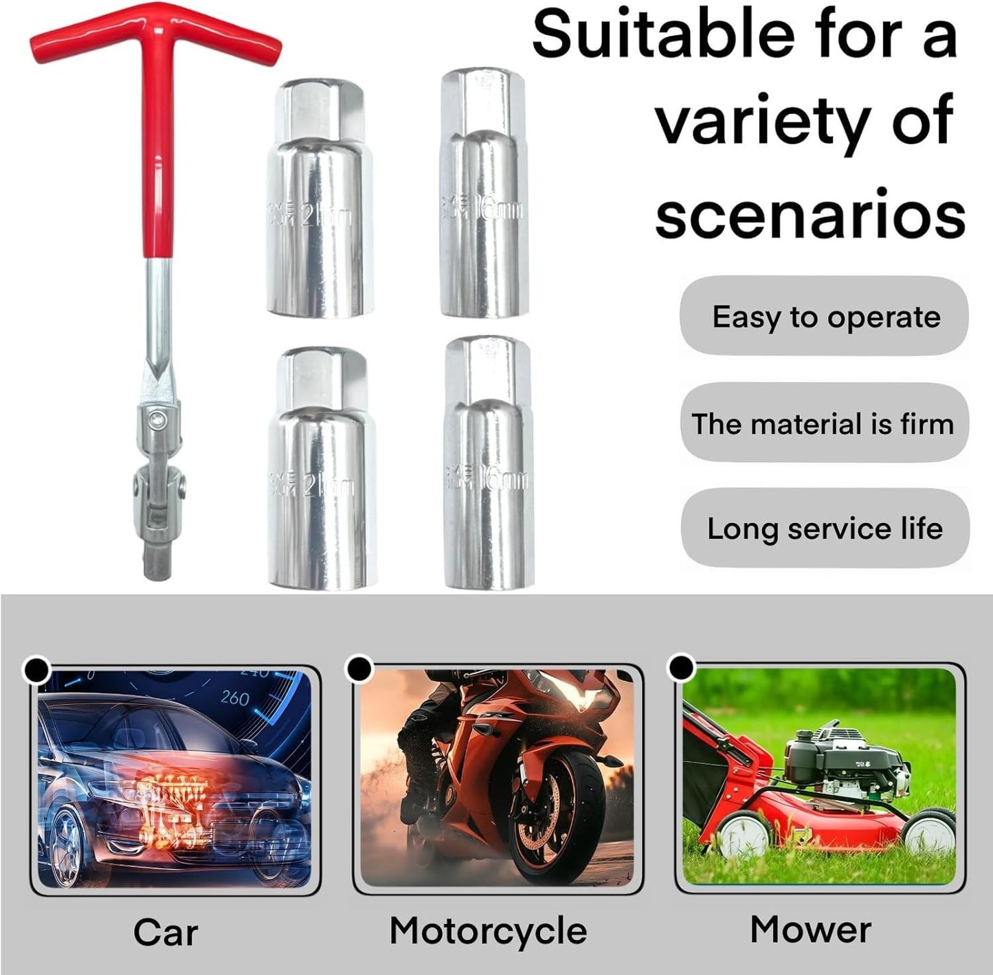 Universal T-handle spark plug wrench set — view 8