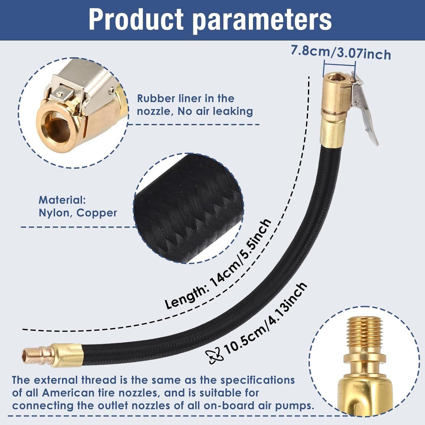 2PCS Tyre Inflator Extension Hose with Quick — view 4