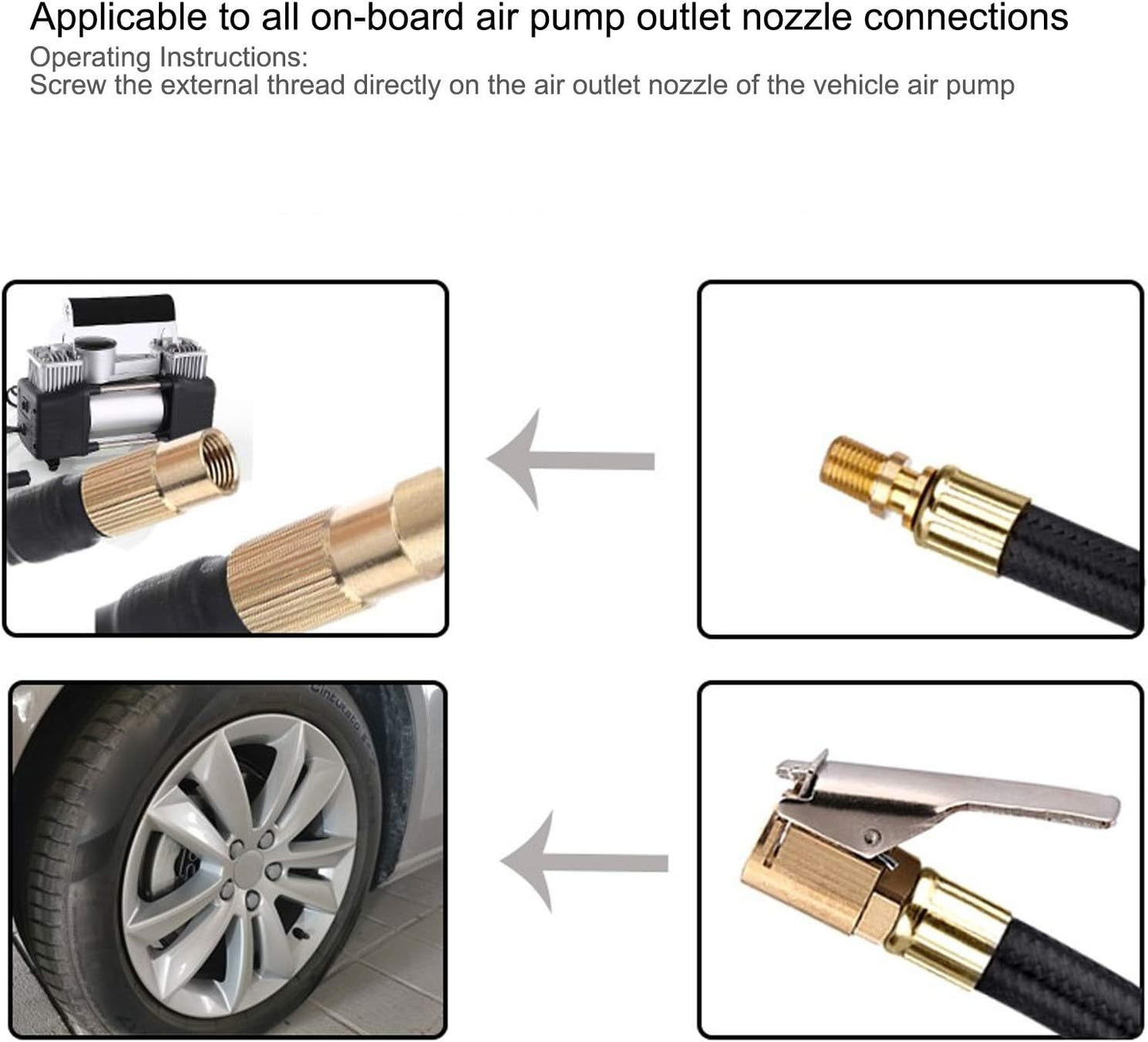 2PCS Tyre Inflator Extension Hose with Quick — view 7
