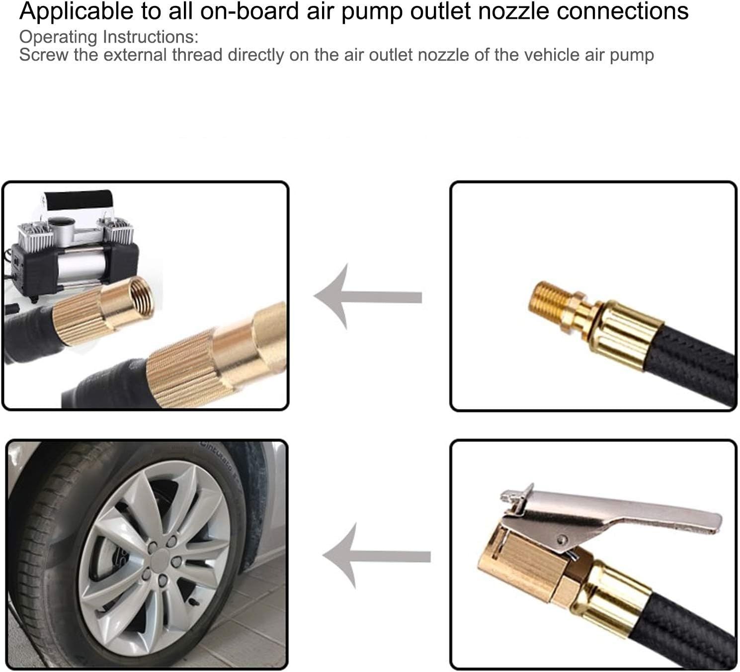 2PCS Tyre Inflator Extension Hose with Quick — view 7