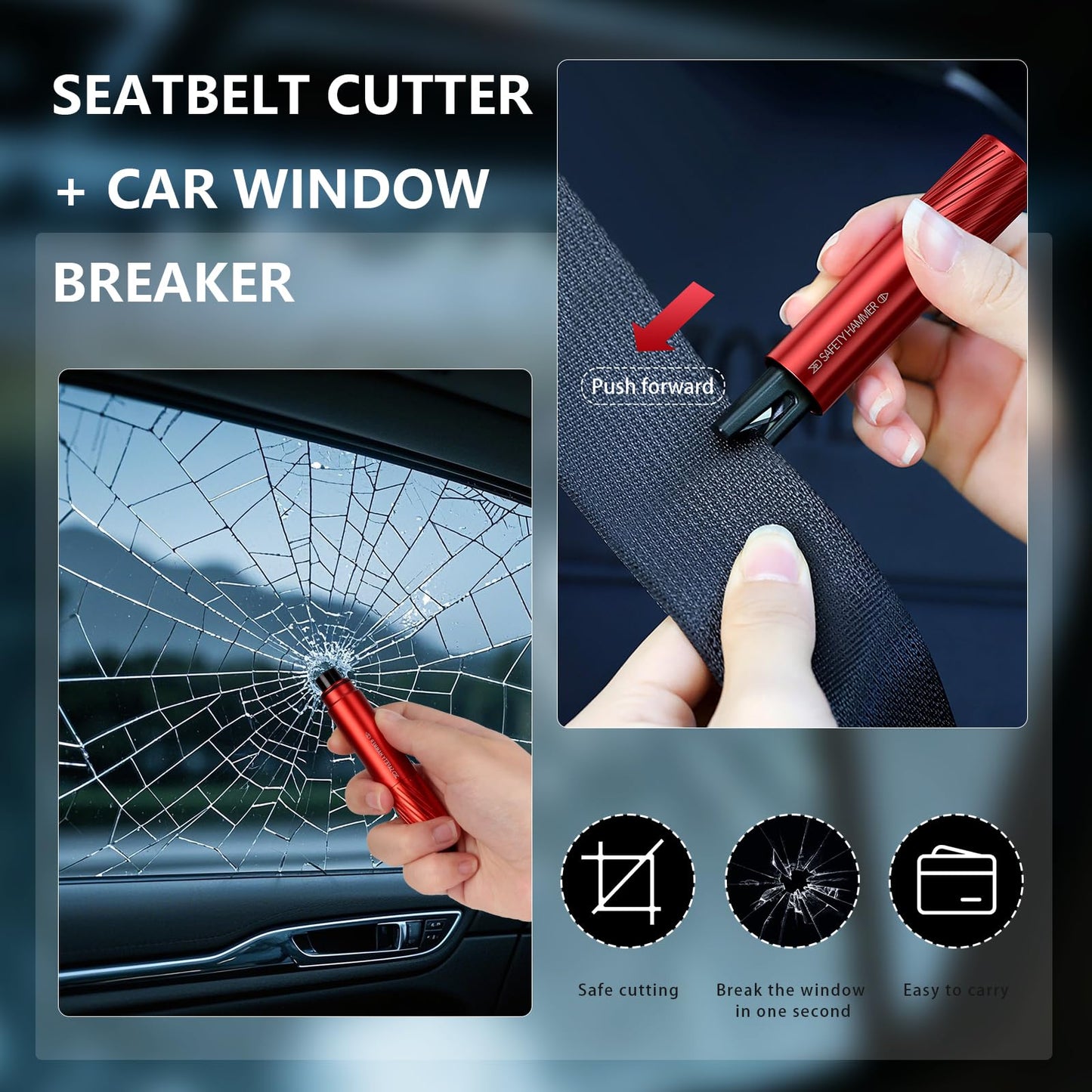 2-pack car emergency safety hammer — view 7