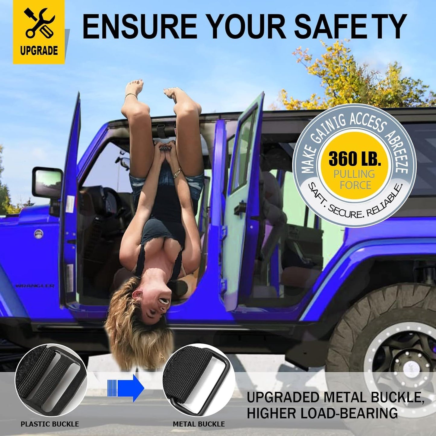 2-pack roll bar grab handles for Jeep black — view 3