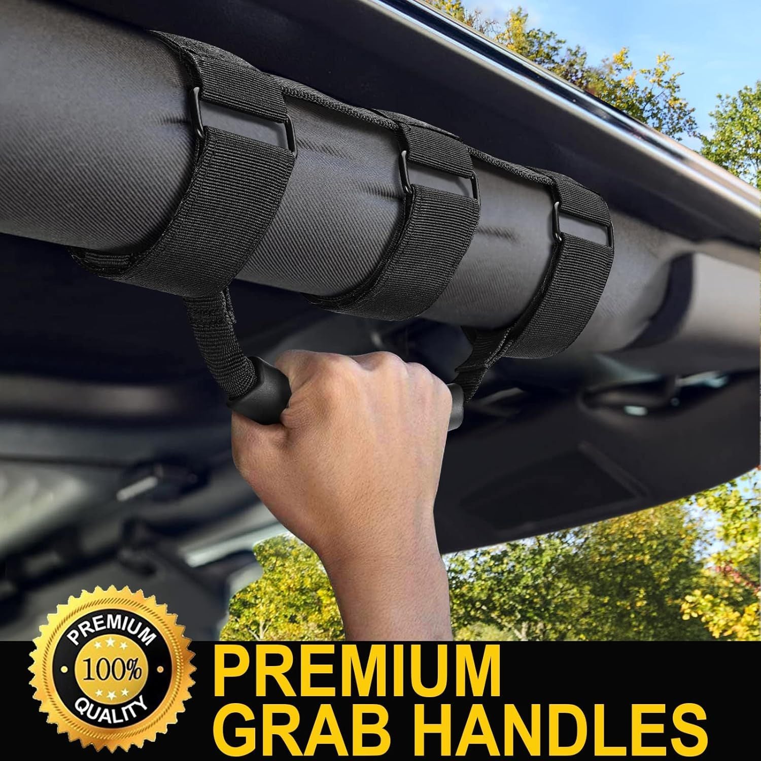 2-pack roll bar grab handles for Jeep black — view 4